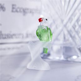 Decorative Figurines Objects & H&D Small Crystal Parrot Bird On Branch Glass Art Collectible Animal Figurine Paperweight Home Table Deco