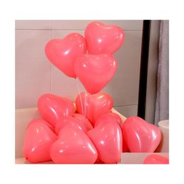 Party Decoration 100Pcs Ruby Red Latex Balloons Love Heart Inflatable Air Helium Balloon Valentines Day Marriage Wedding Decor Suppl Dhrtv