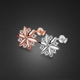 Stud Earrings 925 Sterling Silver Jewellery Women Fashion Lovely Small Solid Snowflake For Girls. Elegant Lady EarringsStud