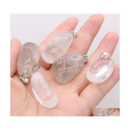 Pendant Necklaces Natural Irregar Stone Polished Clear Quartz Necklace Accessories For Jewellery Making Bracelet White Crystal Charm D Dhnr2