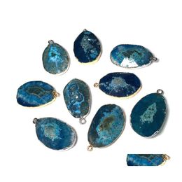 Pendant Necklaces Trendy Natural Crystal Pendants Water Drop Blue Dragon Agates Charms For Jewellery Making Diy Accessories Fit Neckla Dhowj