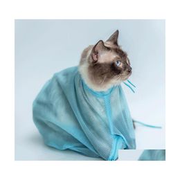 Cat Grooming Mesh Bathing Bag Washing Bags Anti Scratch Bite Restraint For Nail Cutting Ear Clean 1225 V2 Drop Delivery Home Garden Dhovg