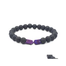 Charm Bracelets Volcanic Lava Stone For Women Men 8Mm Yoga Beaded Aromatherapy Bangle Arrow Bracelet Jewellery Gift M323Y F Drop Delive Dhbs4