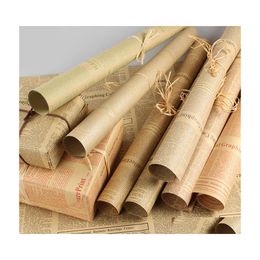 Gift Wrap 50 Pieces/Lot Kraft Paper Roll Vintage Spaper Double Sided Decor Art For Christmas Party Creative Material Drop Delivery H Dhxzd