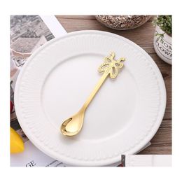 Spoons Stainless Steel Spoon Fork Butterfly Creative Dessert Coffee Stirring Scoop Mti Color 3 8Yj Uu Drop Delivery Home Garden Kitc Dhngx