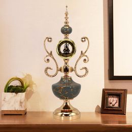 Table Clocks Desk & European Style Retro Luxury Zinc Alloy Pendulum Living Room Bedroom Metal Handicrafts Home Decoration Accessories Clock