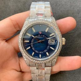 Designer Diamond Watches sky diamond 42mm 9001 automatic movement 904L Case strap with ice blue super luminous montre de luxe designer watch