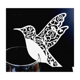 Party Decoration 50Pcs/Lot Colorf Decorative Humming Birds Wedding Table Name Place Cards Wine Glass Wishing Card Drop Delivery Home Dhptz