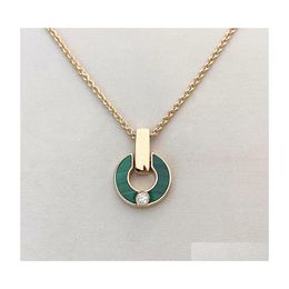 Pendant Necklaces Heart Diamond Necklace Gold Fashion Natural Malachite Letter With Diamonds Womens Jewelry Gifts For Couples Drop D Dh0Mi