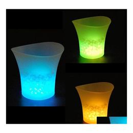 Ice Buckets And Coolers 5L Waterproof Plastic Led Bucket Colour Changing Bars Nightclubs Light Beer Night Party Drop Delivery Home Ga Dhtqx