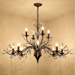 Chandeliers LED Crystal For Living Room Dining Bedroom Kitchen Pendant Lamp Indoor American Vintage El Villa Hanging Lights