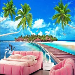 Wallpapers Customise 3d Mural Maldives Love The Sea Wall Murals Paper Bedroom Living Room Wallpaper Modern Po