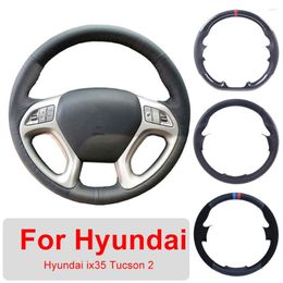 Steering Wheel Covers DIY Car Cover Customised For Ix35 Tucson 2 2011-2023 Leather Braiding