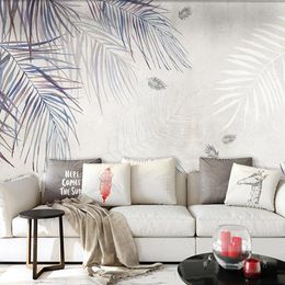 Wallpapers Custom Po Wall Mural Modern Hand Painted Abstract Art Plant Leaf 3D Bedroom Living Room TV Background Wallpaper CoveringWallpaper