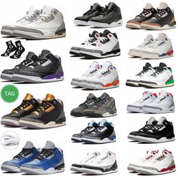Casual Jumpman 3s Basketball Shoes Mens Trainers Outdoor Sports Sneakers 3 Fire Red Pine Green Racer Blue Cool Grey UNC Court Purple Laser Orange JordrQn