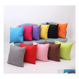 Cushion/Decorative Pillow Home Sofa Throw Pillowcase Pure Color 45 X 45Cm Polyester Cushion Er Blank Christmas Decor Gift Drop Deliv Dh3Il