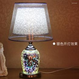 Table Lamps 3D Fireworks Glass Stone For Bedroom Led Desk Lamp Golden And Silver Home Decor Up Down Lighting