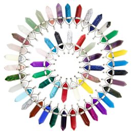 Pendants Keyzone Shape Healing Pointed Chakra Beads Quartz Crystal Stone For Diy Necklace Jewellery Making Assorted Colour Drop Delivery Am9Xj