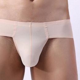 Underpants Men Seamless Briefs Underwear Panties Sexy Ultra-Thin Low-Rise U Convex Pouch Man Ice Silk Lingerie Bikini Hombre