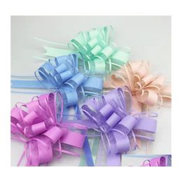 Party Decoration 100Pcs Middle Size 30Mm Solid Color Sier/Black/Beige Pl Bow Ribbon Gift Packing Flower Knot Wedding Car Room Decor Dhztp