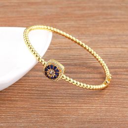 Bangle AIBEF Gold Colour Bead Circle Bracelets Women Zircon Flowers Charm Wristband Bangles Girl Exquisite Jewellery Gift