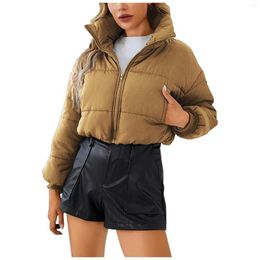 Women's Vests Cargo Winter Jacket Women Ladies Autumn And Long Sleeve Solid Colour Zipper Pocket Light Weight For