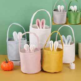 Party Gifts Easter Bunny Basket Bag Egg Hunt Bags Handbag Rabbit Toys Candy Bags Bucket Cloth Tote For Kids Party Decoration & Daily Use