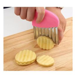 Fruit Vegetable Tools Stainless Steel Wave Cutter Potato Carrot Slicer Crinkle Inventory Wholesale Drop Delivery Home Garden Kitch Dhq8F