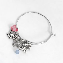 Bangle 2023 Silver Color Metal Butterfly For Women Acrylic Dice Fashion Jewelry Wedding Party Gift
