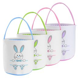 Party Easter Bunny Basket Bags With Handle Pouch Handbag Eggs Hunt Candy Snack Storage Bag Rabbit Toys Bucket Tote For Kids Party Decoration 4 Colours