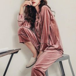 Women's Sleepwear Satin Velvet Winter Women Pyjamas Sets Plus Size 5XL Sexy Warm Homewear Pijama Pyjamas Suit