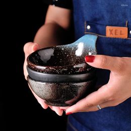 Bowls FANCITY 4.5 Inch Japanese Retro Ceramic Handle Bowl El Restaurant Kitchen Tableware Modern Minimalist Home Snack Dish Seasoni