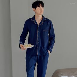 Men's Sleepwear Man Pijama Sets Cardigan Long Sleeve Nightwear For Men Luxury Cotton Pure Colour Sleepshirt Home Clothes Big Size