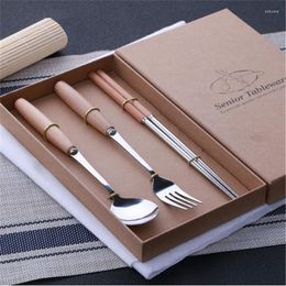 Flatware Sets Luxury Cutlery Set Stainless Steel Wood Handle Dinnerware Home Party Tableware Knife Fork Spoon Gift Pack