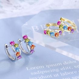 Hoop Earrings 925 Sterling Silver 2023 Women's Fine Jewellery High Quality Colour Crystal Zircon Gold Earring Aretes Creole