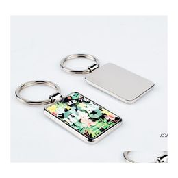 Other Home Decor Sublimation Metal Keychain Blank Thermal Transfer Key Ring Diy Christmas Gift Pendant Rrb14672 Drop Delivery Garden Ot2Sm