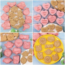 Baking Moulds 8/10pcs Valentine's Day Cookie Cutters 3D Pastry Mould Chocolate Sandwich Biscuit Making Mould Kitchen Tool