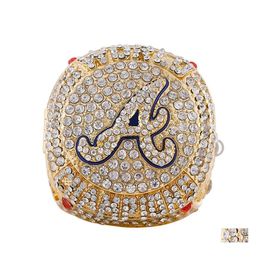 ثلاث حلقات حجرية 7 اسم لاعب Soler Man Albies 2021 2022 World Series Baseball Braves Championship Ring مع عرض خشبي B dhnlq