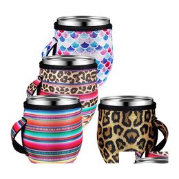 Drinkware Handle Reusable Neoprene Insated Sleeves With Cup Holder For 12Oz Stemless Wine Glass Drop Delivery Home Garden Kitchen Din Dhzxd