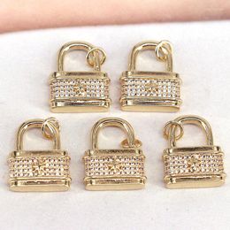 Pendant Necklaces 10Pcs 2023 Vintage Padlock Charm CZ Pave Lock Plated Gold For DIY Jewelry Making