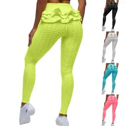 Active Pants Leggings Bubble Hip Lifting Exercise Fitness Running High Waist Yoga Set With Pocket