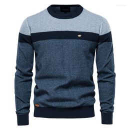 Men's Sweaters Men Spliced Cotton Sweater Casual O-neck High Quality Pullover Knitted Male Winter Mens