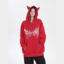 Women's Jackets American Imp Hooded Cardigan Sweatshirt Dark Black Hundred Take Men And Women Printed Letters Couple Small Tail Zipper