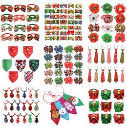 Dog Apparel 50pcs Christmas Pet Products Bows Cat Bow Tie Bandana For Holiday Small Grooming Accessories Large Supplies