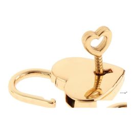 Door Locks Valentines Small Metal Heart Shaped Padlock Mini Lock With Key For Jewelry Storage Box Diary Book Handbags Rre11961 Drop Otn7E