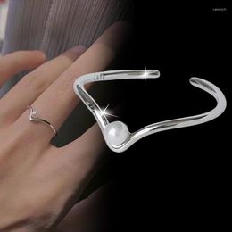 Cluster Rings SINLEERY Elegant Pearl Ring For Women Silver Colour Wedding Accessories Trendy Jewellery Adjustable Gift Girlfriend CY002 SSB