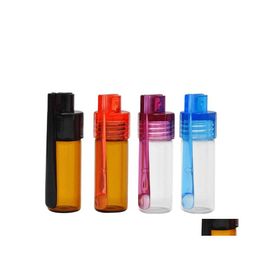 Accessories 51Mm/36Mm Glass Bottle Snuff Snorter Dispenser Portable Plastic Vial Pill Case Container Box With Spoon Mtiple Colour 422 Dho3I