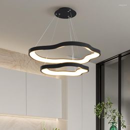 Kronleuchter schwarz weißer Eisenlampenhalter Plastiklampenschein Anhänger Wohnzimmer Schlafzimmer Esszeit moderner LED -Kronleuchter