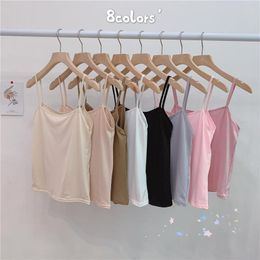 Women's Tanks Spaghetti Strap Summer Sexy Tank Top Women Crop Sleeveless Camisoles 2023 Female Solid 8 Colour Camis Street Ladies Tops