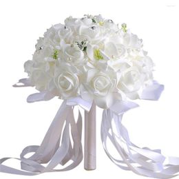 Decorative Flowers Artificial Flower Centrepieces For Tables Crystal Roses Bridesmaid Wedding Bouquet Bridal Stems Arrangements